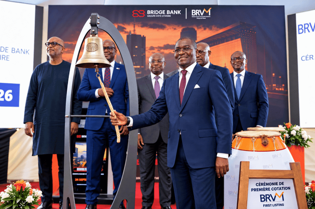 Côte d’Ivoire : Bridge Bank fait ses débuts à la BRVM au prix de référence de 6 750 francs CFA